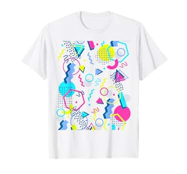 Amazon.com: Geometric Pattern 80s 90s Memphis Style T-Shirt